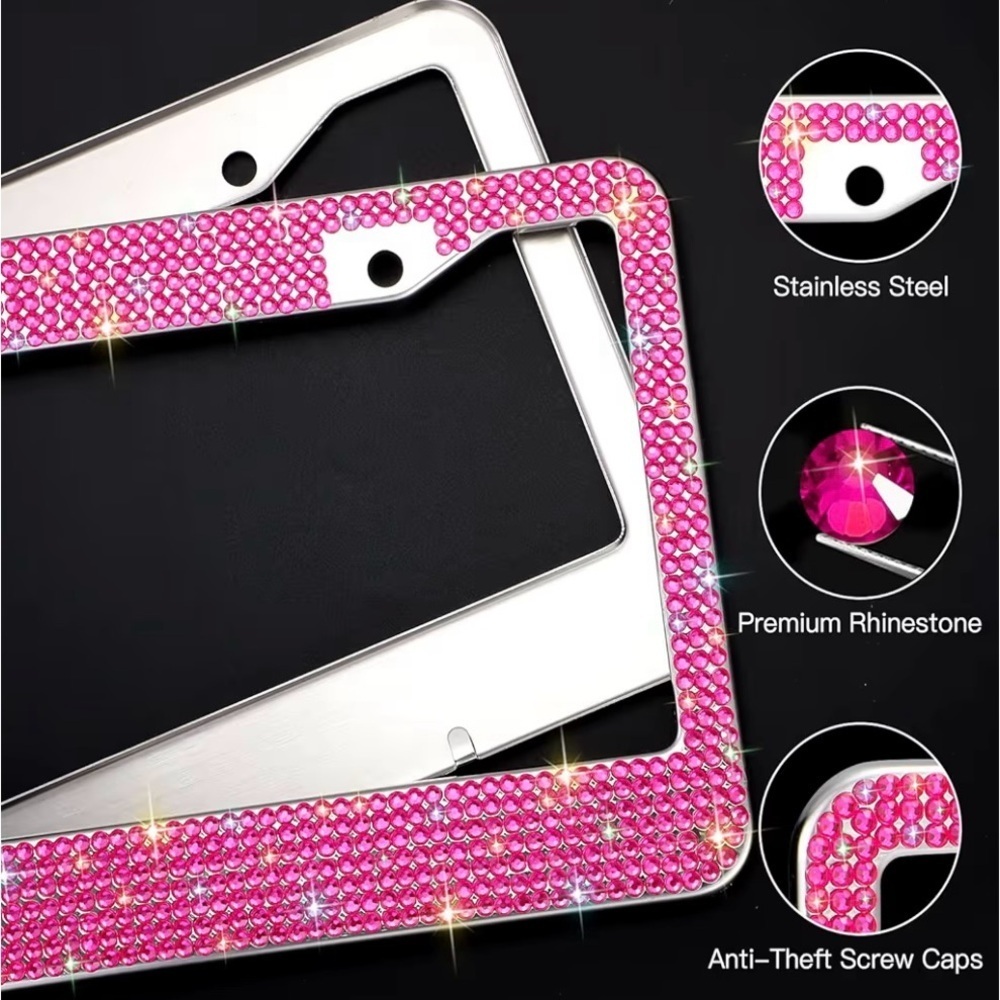 Pink Rhinestone License Plate Frame - Bling Car Accessory! - Picture 3 of 5